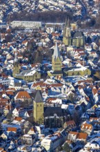 Aerial view, old town centre Soest, half-timbered houses, church St.. Petri (Alde Kerke), Church St