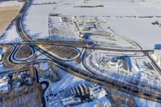 Aerial view, new construction - construction site in the industrial area - industrial area