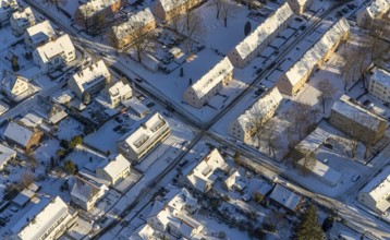 Aerial photo, residential area Müllingser Weg, winter, snow, Soest, Soester Börde, North