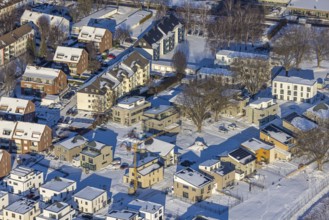 Aerial view, Belgian Quarter Soest, new construction of flats and terraced houses, former Belgian