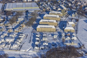 Aerial view, Belgian Quarter Soest, new construction of flats and terraced houses, former Belgian