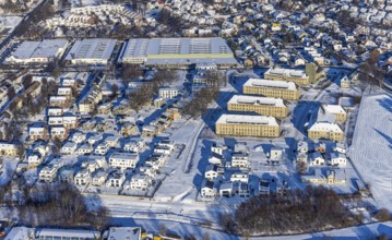 Aerial view, Belgian Quarter Soest, new construction of flats and terraced houses, former Belgian