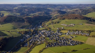 Aerial view, aerial view district Dorlar in Schmallenberg, Sauerland, North Rhine-Westphalia,