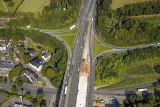 Aerial view, construction site on the Schwelmtal bridge of the A1 motorway junction