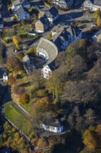 Aerial view, town hall in Schmallenberg, Sauerland, North Rhine-Westphalia, Germany, authority, DE,