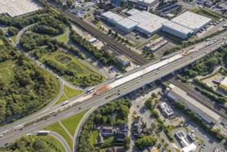 Aerial view, construction site on the Schwelmtal bridge of the A1 motorway junction
