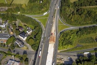 Aerial view, construction site on the Schwelmtal bridge of the A1 motorway junction