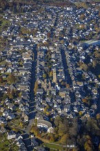 Aerial view, residential area between Oststraße and Weststraße with the catholic St.Alexander