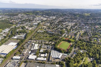 Aerial view, sports field Jesinghauser Straße of the Spielvereinigung Linderhausen.in the district