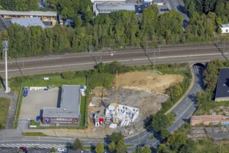 Aerial view, construction site Red Cross Am Ochsenkamp next to the Technical Relief Organisation