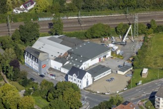 Aerial view, company premises of EQOS Energie Deutschland GmbH in Schwelm, Ruhr area, North