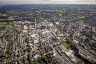 Aerial view, commercial area at Talstraße in the district Loh in Schwelm, Ruhr area, North