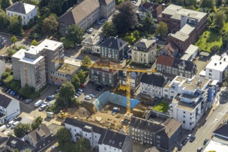 Aerial view, construction site and new building for Dorotheen-Hof in Weststraße in Schwelm, Ruhr
