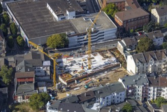 Aerial view, construction site and new building between Neumarkt and Schulstraße in Schwelm, Ruhr