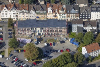 Aerial view, construction site for new cultural centre at Wilhelmsplatz in Schwelm, Ruhr area,