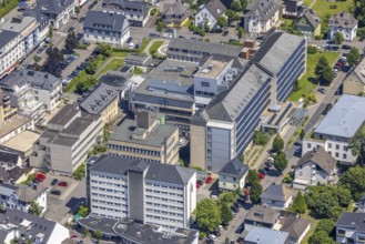 Aerial view, St. Martinus-Hospital, Olpe-Stadt, Olpe, Sauerland, North Rhine-Westphalia, Germany,