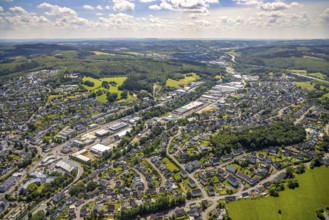 Aerial view, commercial area In der Trift, Koblenzer Straße, Dahl, Olpe, Sauerland, North