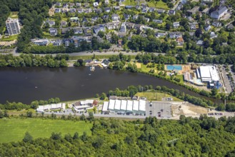 Aerial view, Biggesee, Olpe leisure pool, Sea Bounce Indoorsport, Obersee, Olpe-Stadt, Olpe,
