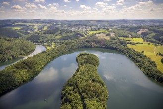 Aerial view, Biggesee, Camping- und Erholungsanlage Biggesee, Kessenhammer, Rhode, Olpe, Sauerland,