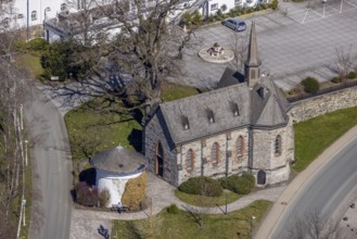 Aerial view, St. Maria Magdalena Church, Gevelinghausen, Olsberg, Sauerland, North