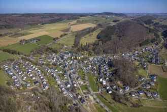 Aerial view, local view and Antfeld Castle, Olsberg, Sauerland, North Rhine-Westphalia, Germany,