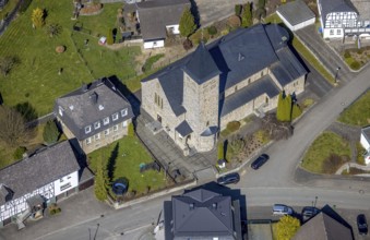 Aerial view, St. Mary's Catholic Church Antfeld, Antfeld, Olsberg, Sauerland, North