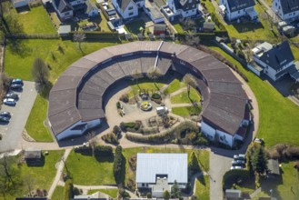 Aerial view, Josefsheim Bigge, nursing home, vocational training centre, Bigge, Olsberg, Sauerland,
