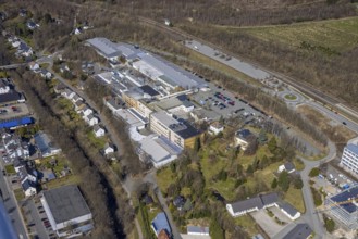 Aerial view, Oventrop Armaturen Werk, Bigge, Olsberg, Sauerland, North Rhine-Westphalia, Germany,