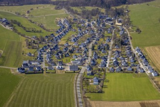 Aerial view, Hotel and Castle Gevelinghausen, St. Maria Magdalena Church, Gevelinghausen, Olsberg,