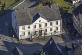 Aerial view, district court and court museum Bad Fredeburg in the district Fredeburg in