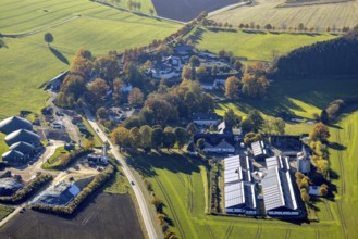 Aerial view, village Ebbinghof with family hotel Ebbinghof in the district Wormbach in