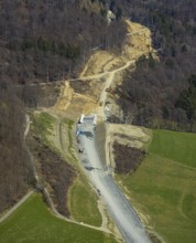 Aerial view, construction site and new construction of the L776n bypass Bad Fredeburg, Fredeburg,