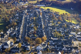 Aerial view, residential area between Oststraße and Weststraße with the catholic St.Alexander