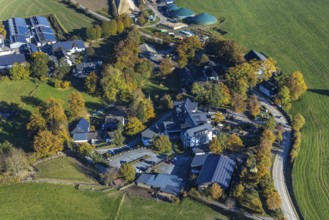 Aerial view, village Ebbinghof with family hotel Ebbinghof in the district Wormbach in