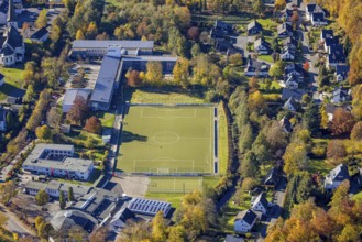 Aerial view, Städt. Special school Ruhraue Olsberg with sports field in the district Bigge in