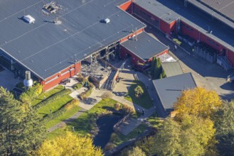 Aerial view, major fire damage at the Aqua Olsberg Sauerlandtherme in Olsberg, Sauerland, North