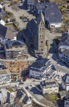 Aerial view, Construction site, New residential and commercial building Bahnhofstraße at the