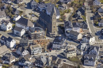 Aerial view, Construction site, New residential and commercial building Bahnhofstraße at the