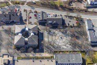 Aerial view, town hall Olsberg, Bigger Platz, Bigge, Olsberg, Sauerland, North Rhine-Westphalia,