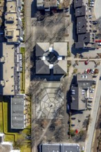 Aerial view, town hall Olsberg, Bigger Platz, Bigge, Olsberg, Sauerland, North Rhine-Westphalia,
