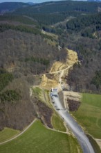 Aerial view, construction site and new construction of the L776n bypass Bad Fredeburg, Fredeburg,