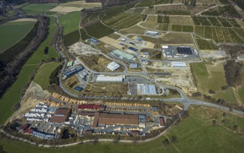 Aerial view, industrial park Hochsauerland, federal road B511, Wormbach, Schmallenberg, Sauerland,