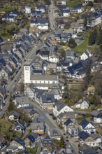 Aerial view, Catholic parish church of St George in Fredeburg, Schmallenberg, Sauerland, North