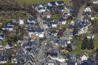 Aerial view, Catholic town chapel, Holy Cross Chapel, Fredeburg, Schmallenberg, Sauerland, North