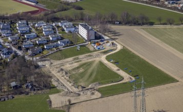 Aerial view, construction site, construction area Altes Feld II, Breslauer Straße, Schmallenberg,