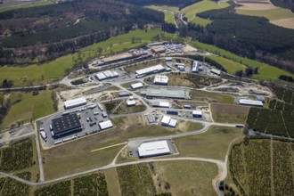 Aerial view, industrial park Hochsauerland, federal road B511, Wormbach, Schmallenberg, Sauerland,