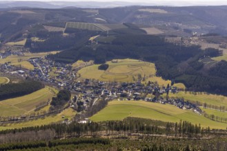Aerial view, aerial view Westfeld, Schmallenberg, Sauerland, North Rhine-Westphalia, Germany, DE,