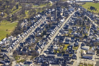 Aerial view, housing estate Weststraße and Oststraße Parallele, St.-Alexander-Kirche,