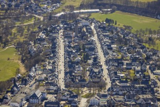 Aerial view, housing estate Weststraße and Oststraße Parallele, St.-Alexander-Kirche,