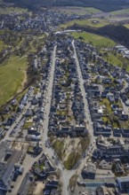 Aerial view, housing estate Weststraße and Oststraße Parallele, St.-Alexander-Kirche,